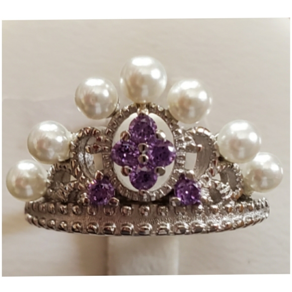 Jewelry - Genuine Amethyst and Fresh Water Pearl Tiara Ring